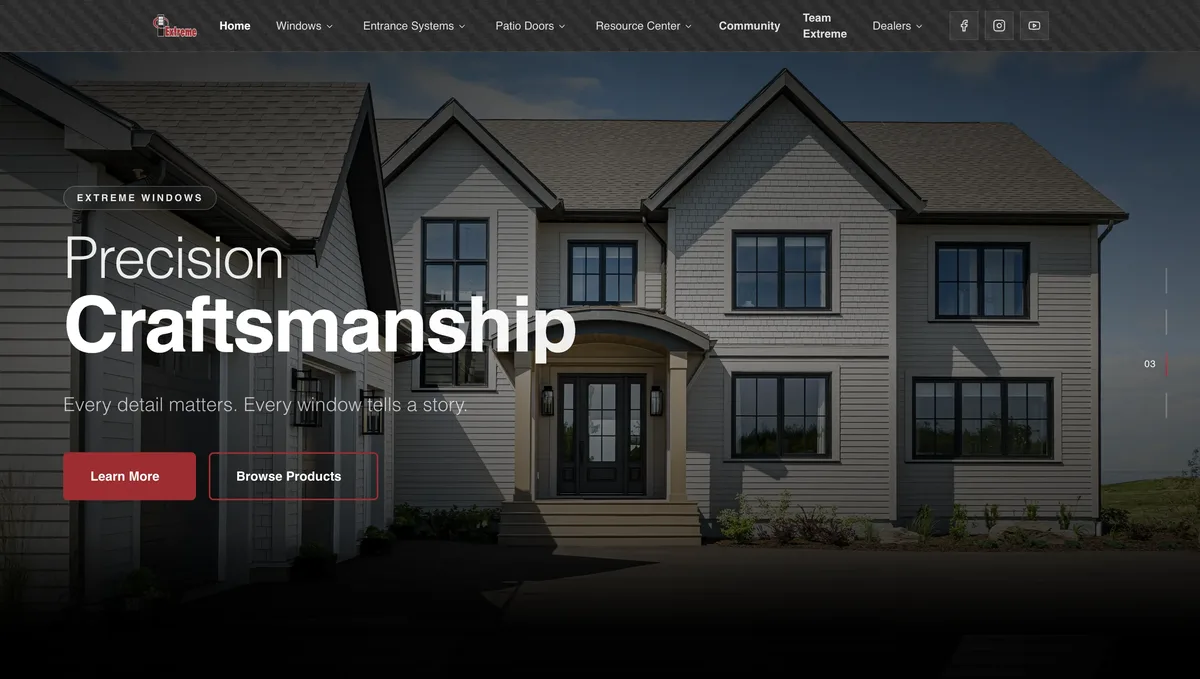 Extreme Windows & Doors website